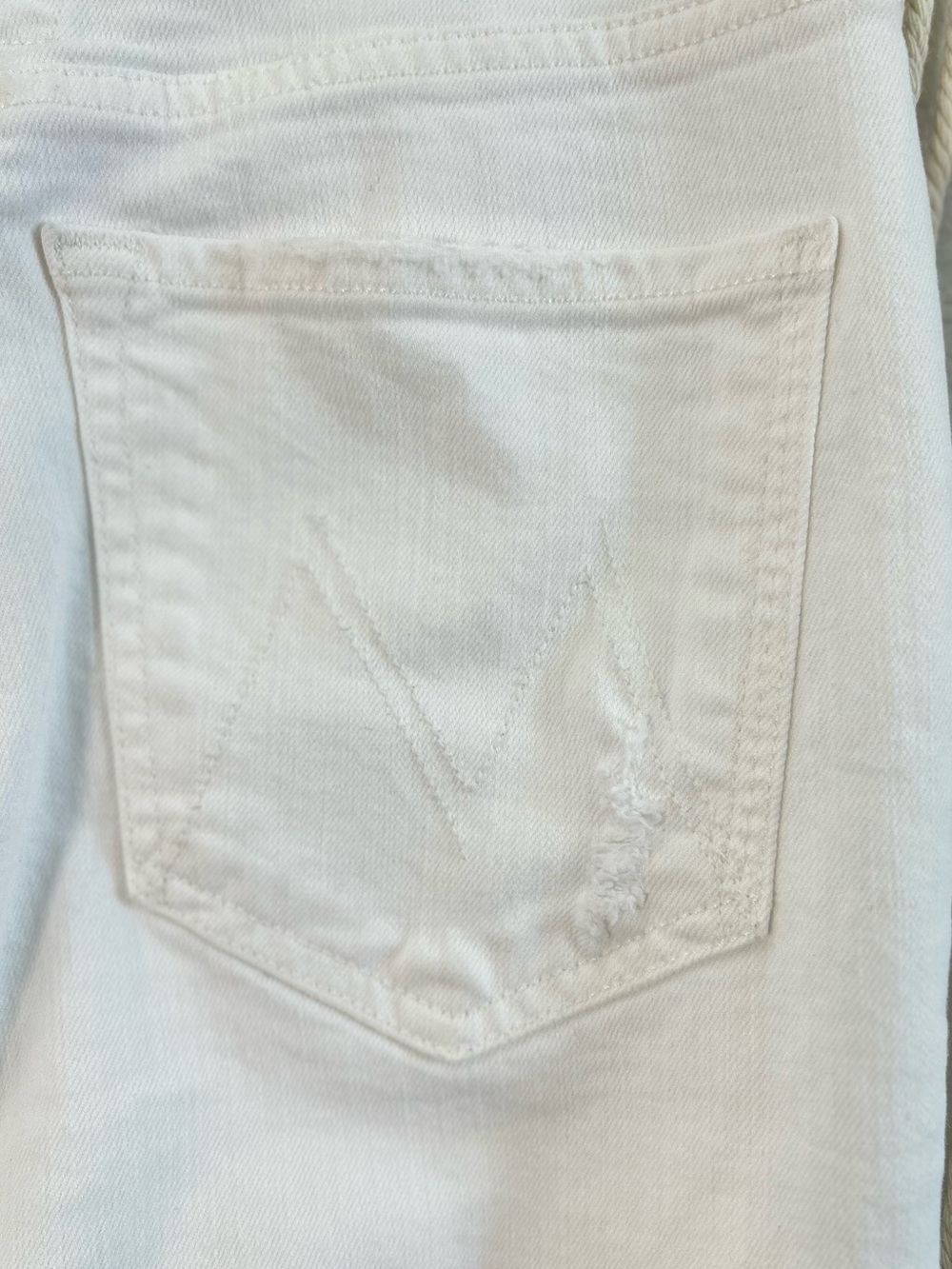MOTHER SUPERIOR The Tripper white HighRise Straight-Leg Jeans with Knee Distress - Picture 8 of 16